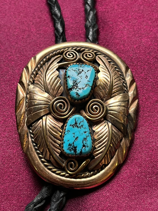 Gold & Turquoise Bolo Tie