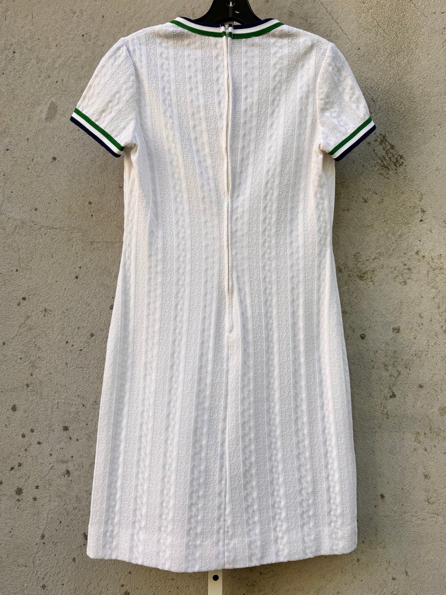 1970s White Cable Poly Knit Tennis Dress