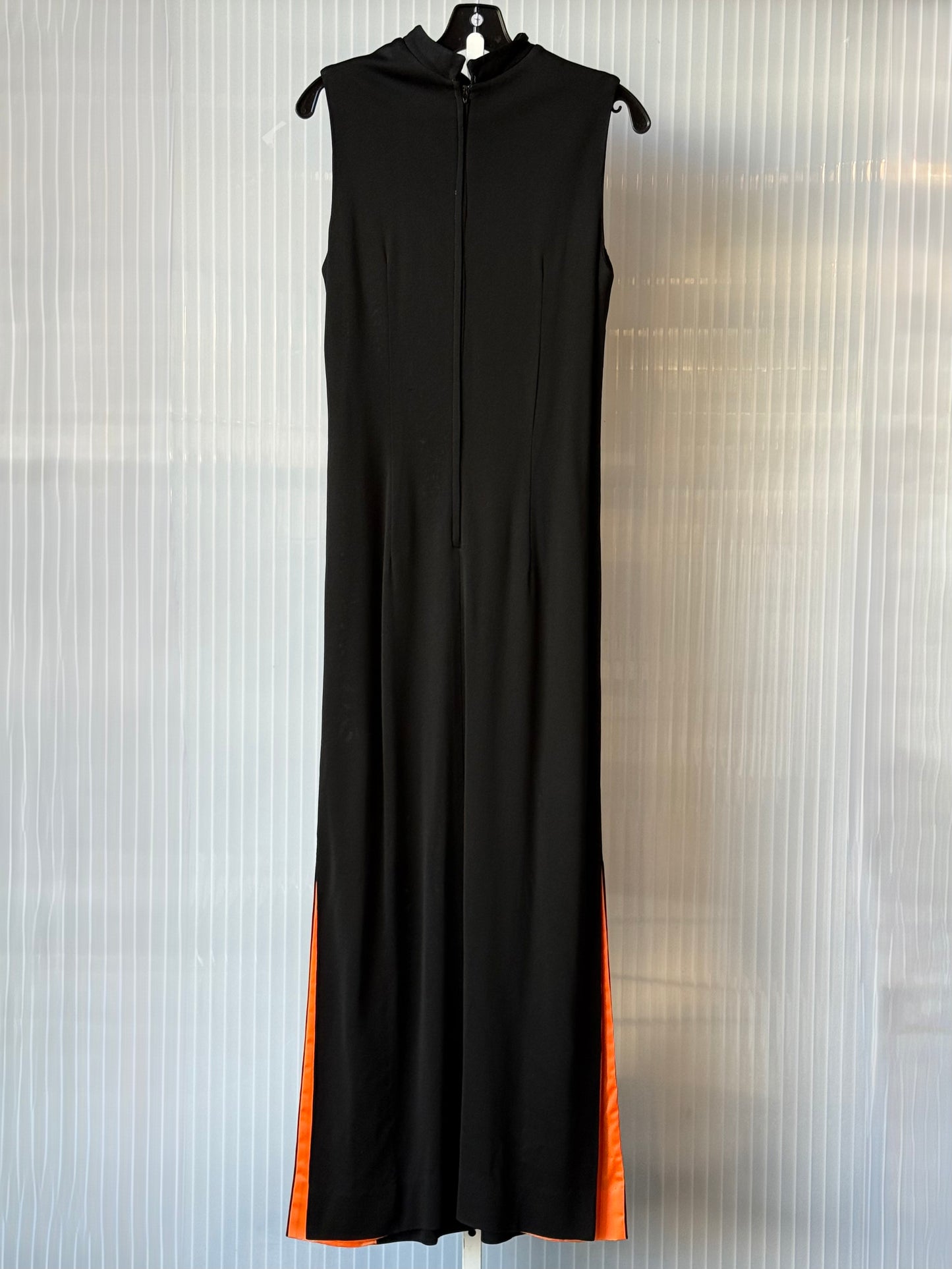 1960s Black Sleeveless Mandarin Collar Maxi Dress