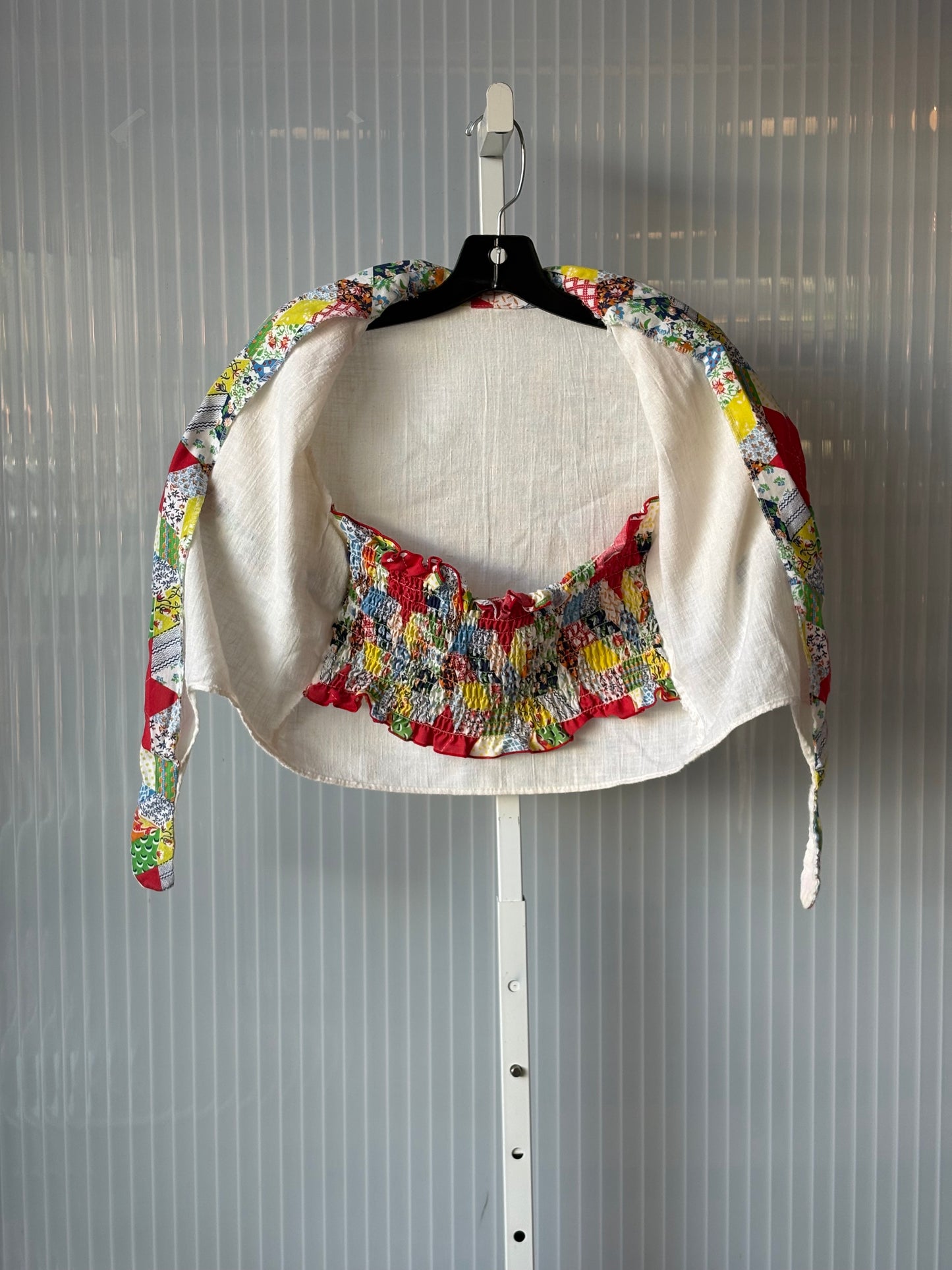 1970s White Red & Blue Tube Top w/ Attached Blouse Overlay