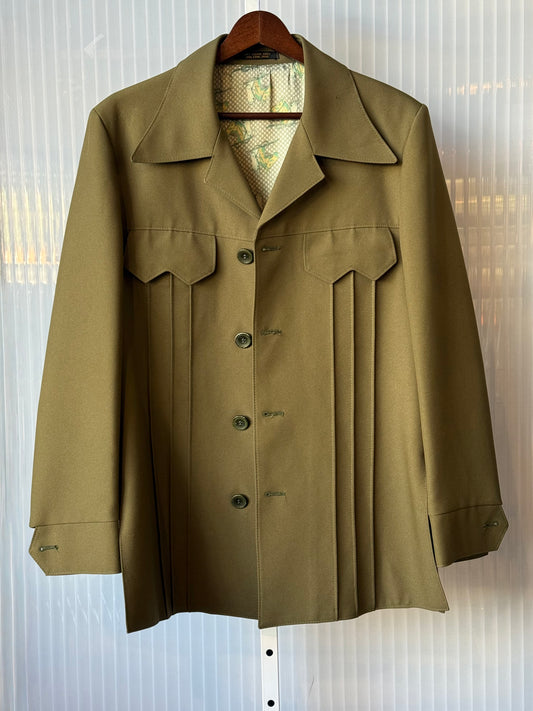 1970s Olive Green Blazer w/ Horse Lining