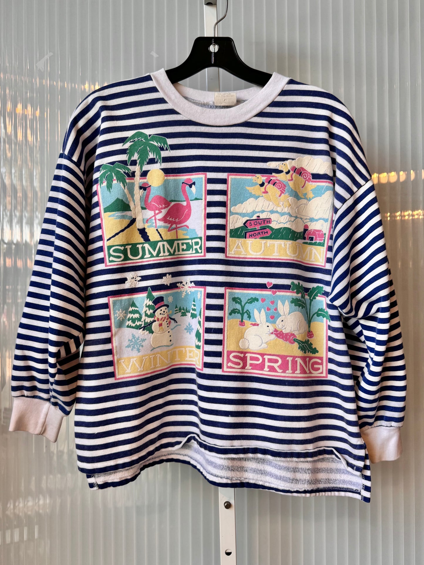 1980s Four Seasons Colorful Striped Sweatshirt