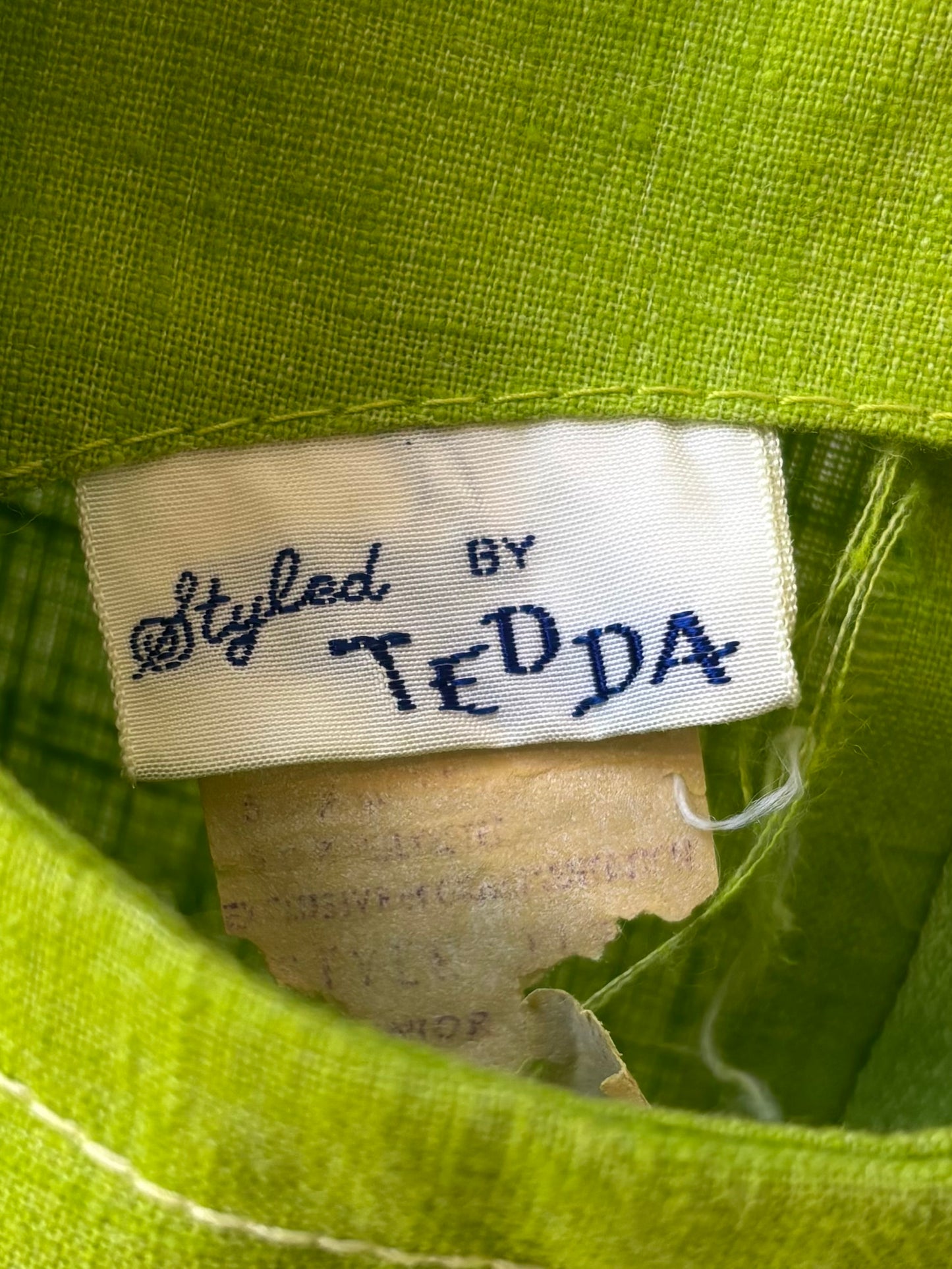 1960s Lime Green Shift Dress with Cream Buttons