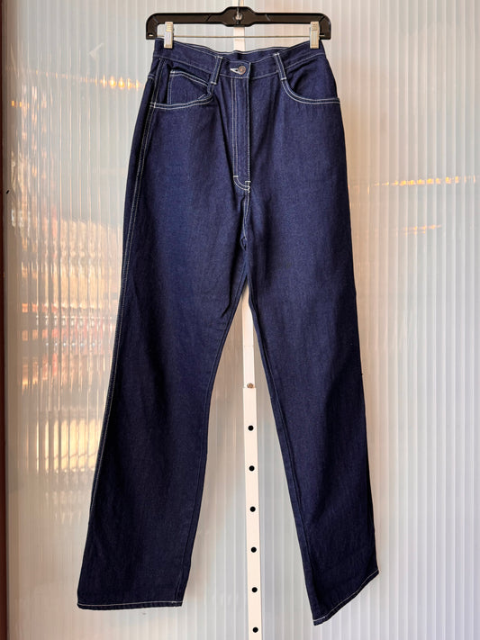 1970s Dark Wash Contrast Stitch Jeans
