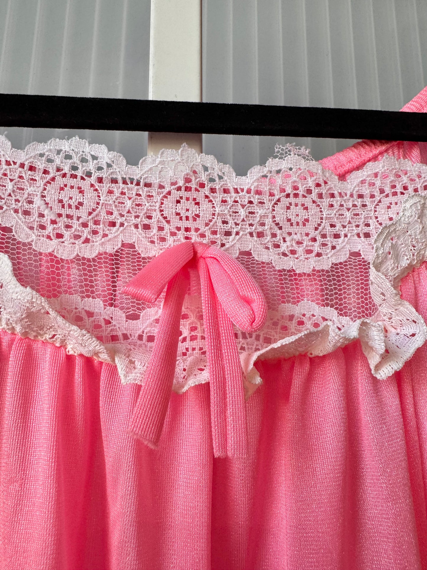 Pink Night Gown with White Lace