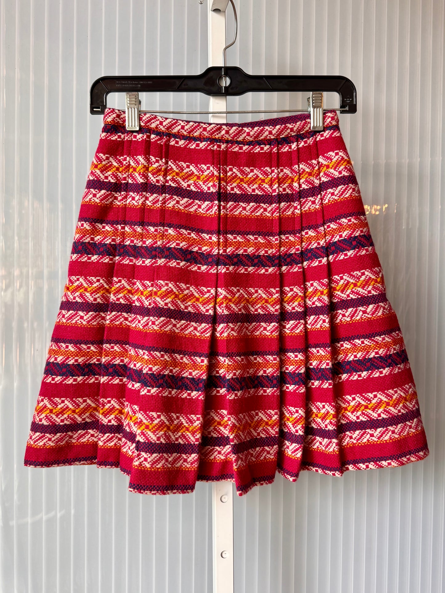 1970s Fuschia Striped Woven Wool Skirt