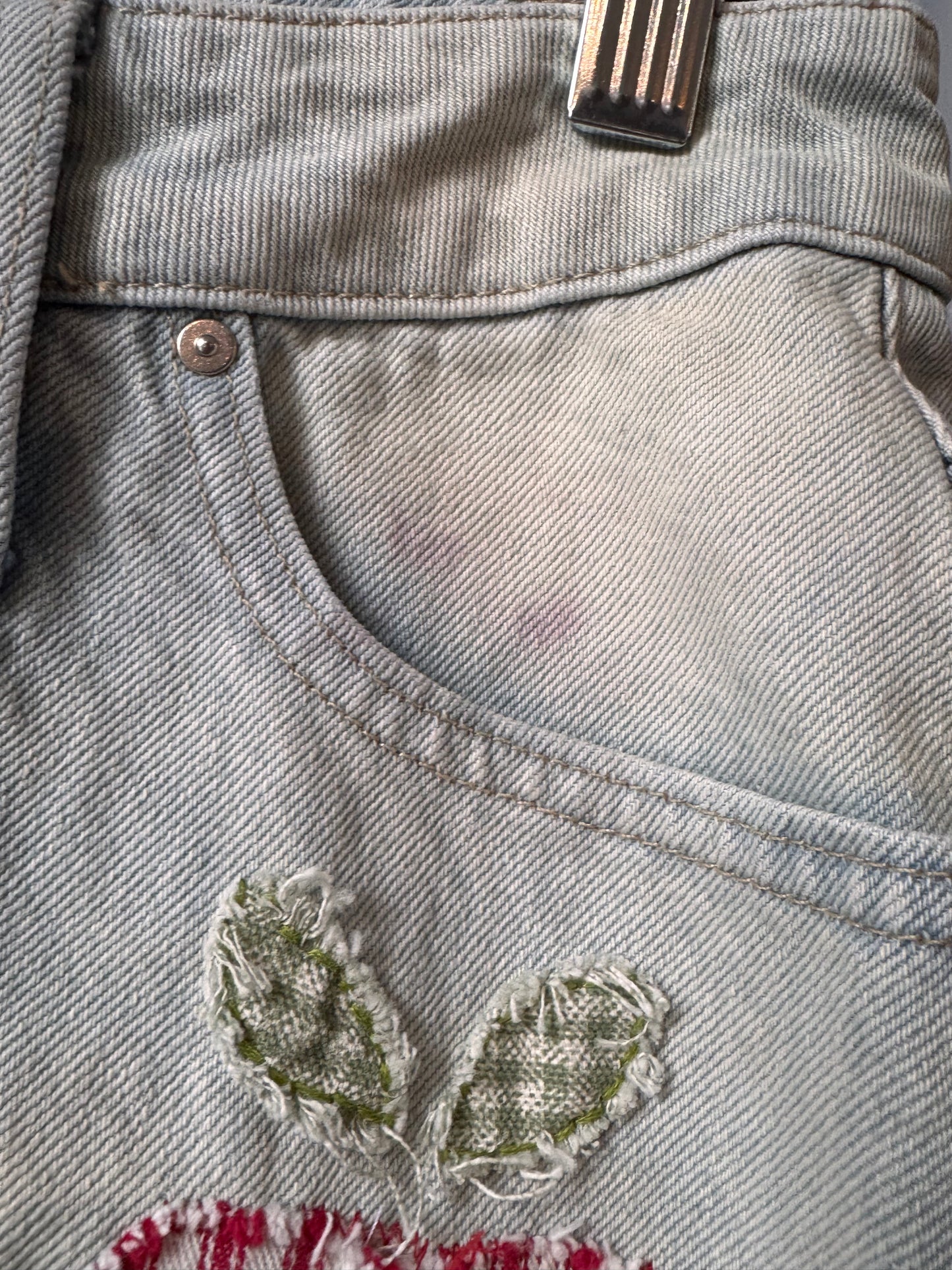 2010s Childrens Denim Skirt with Patchwork Apple