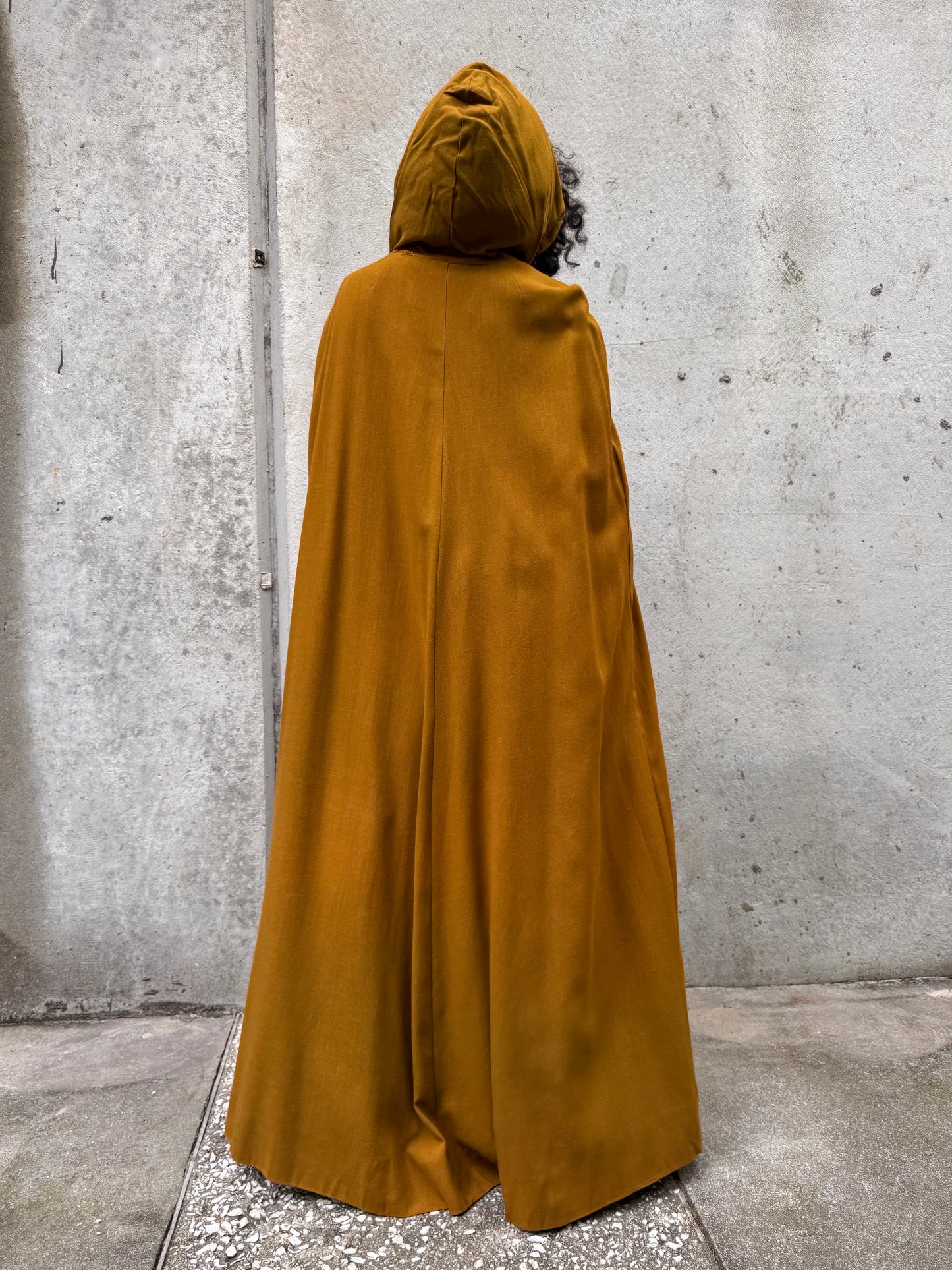 Khaki Brown Hooded Poncho