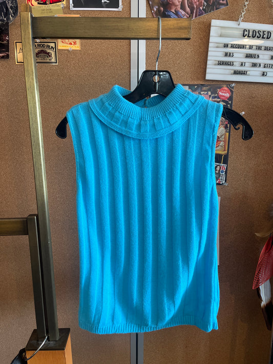 1970s Blue Turtle Neck Top