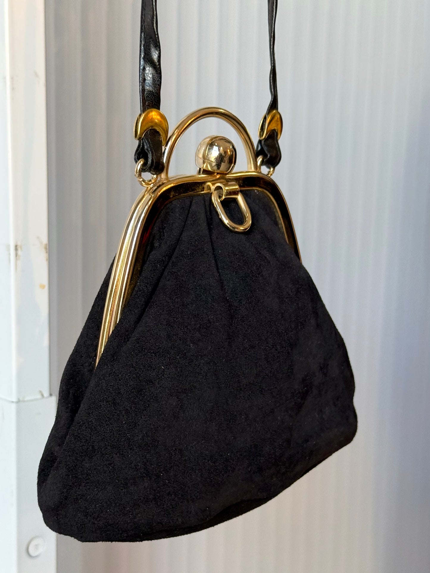 Black Italian Suede Pouch