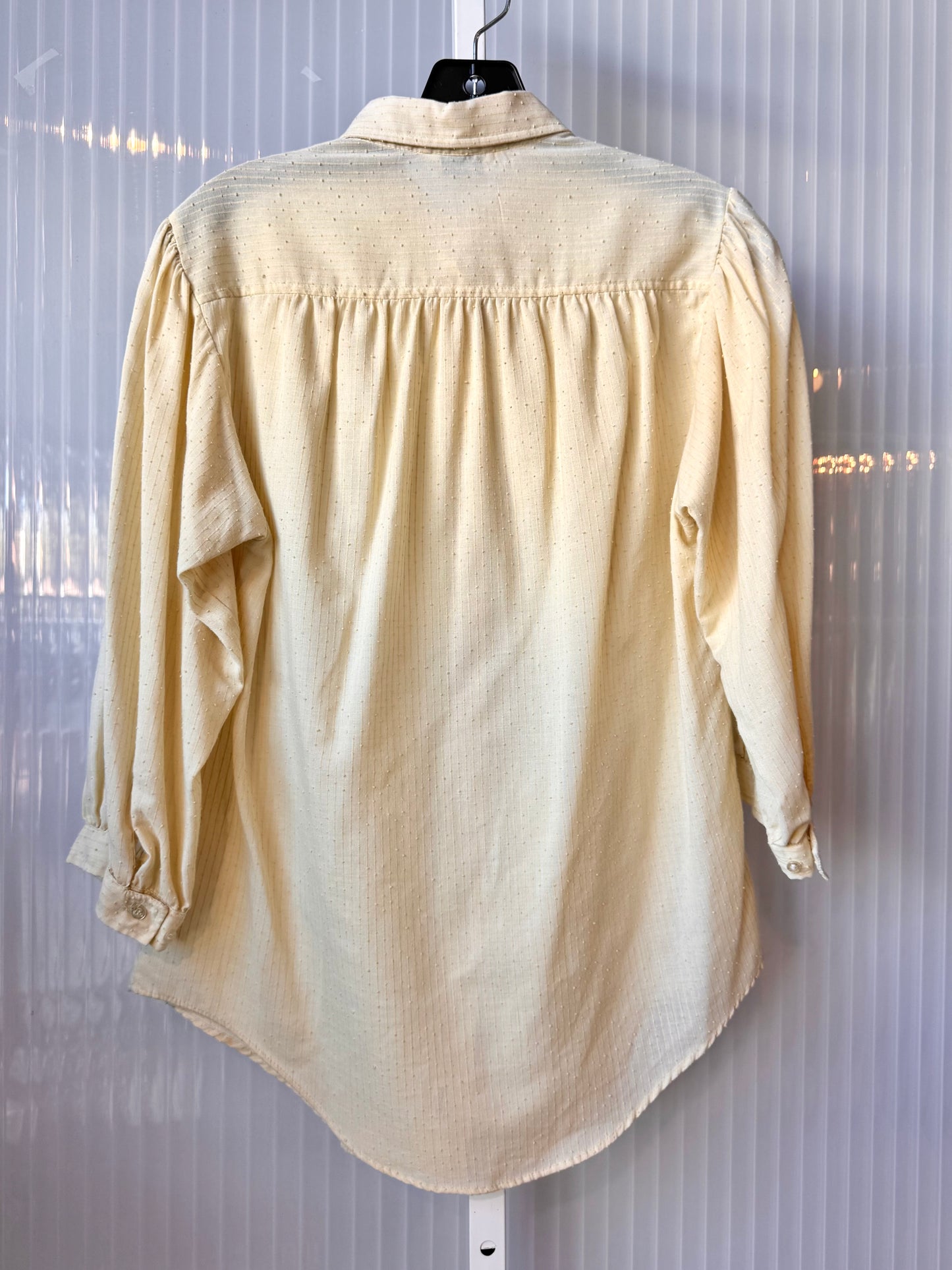 1970s Sears Butter Yellow Swiss Dot Button-Up Blouse