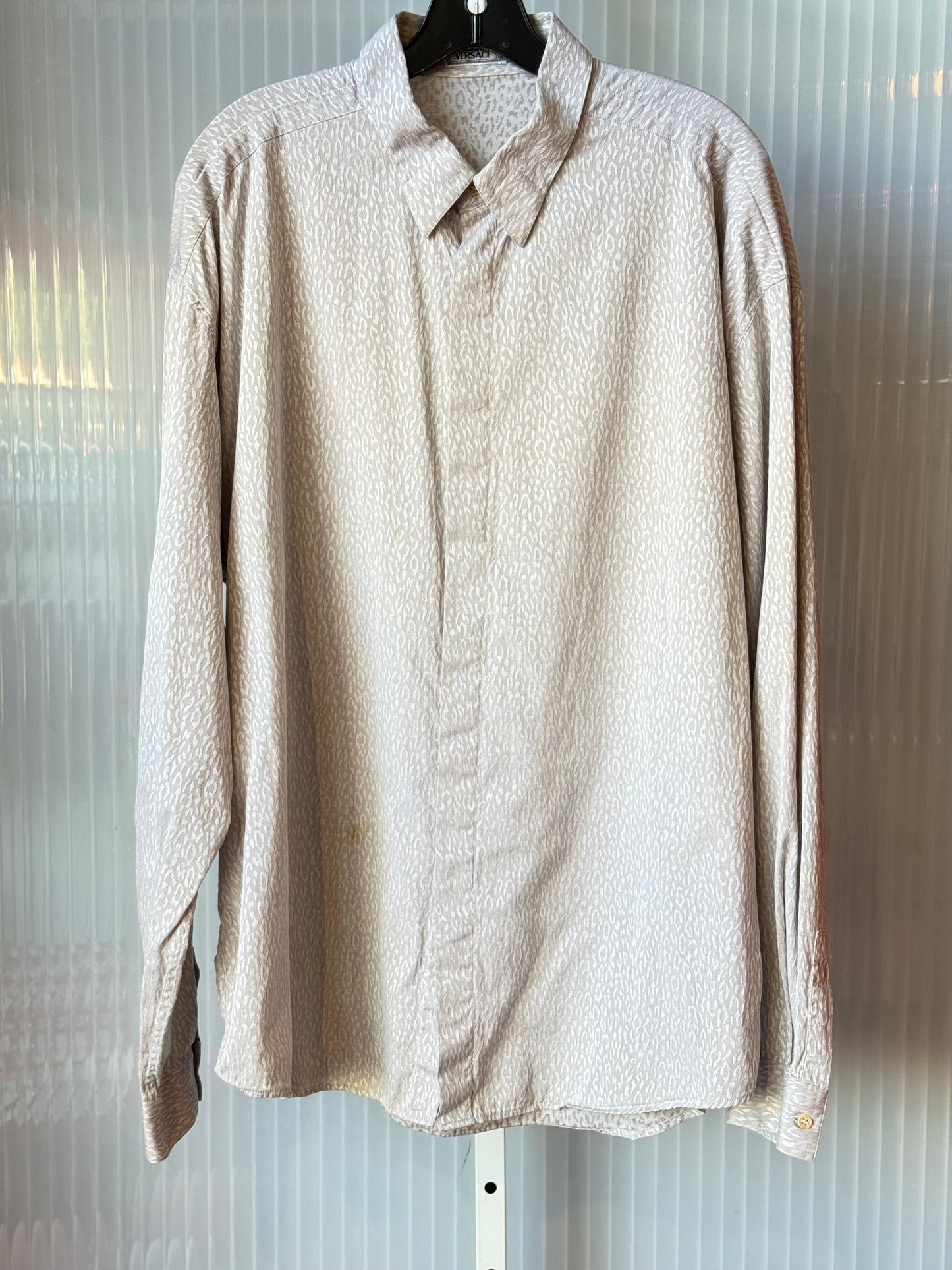 1990s Grey Cheetah Gianni Versace Button-Up Shirt