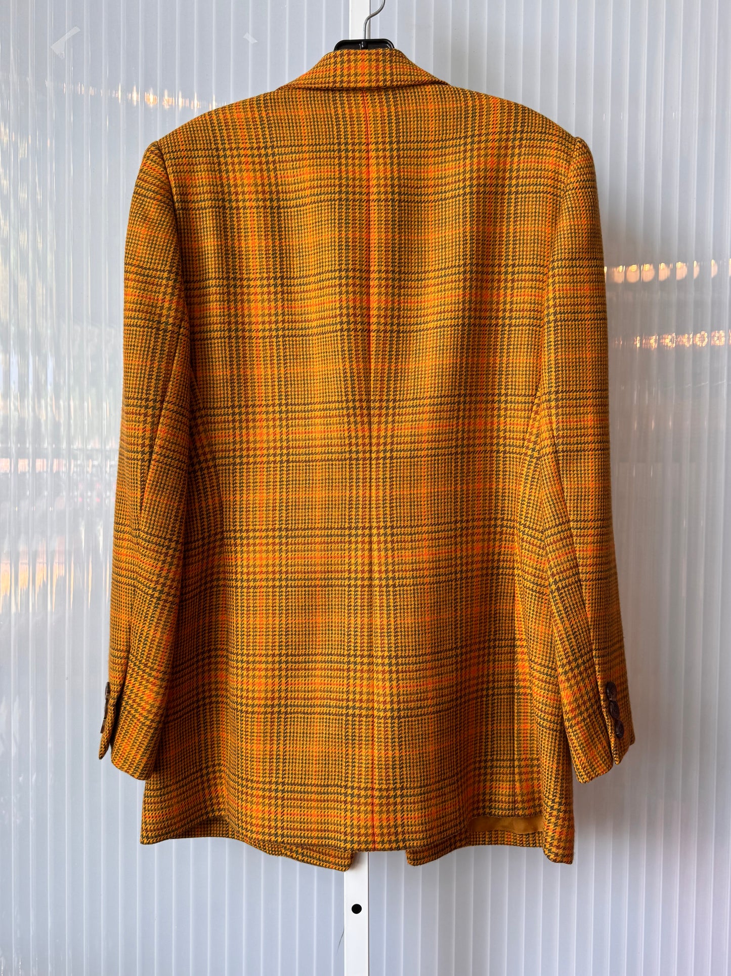 1980s Mustard Yellow Glencheck-Plaid Jacket & Skirt Suit Set