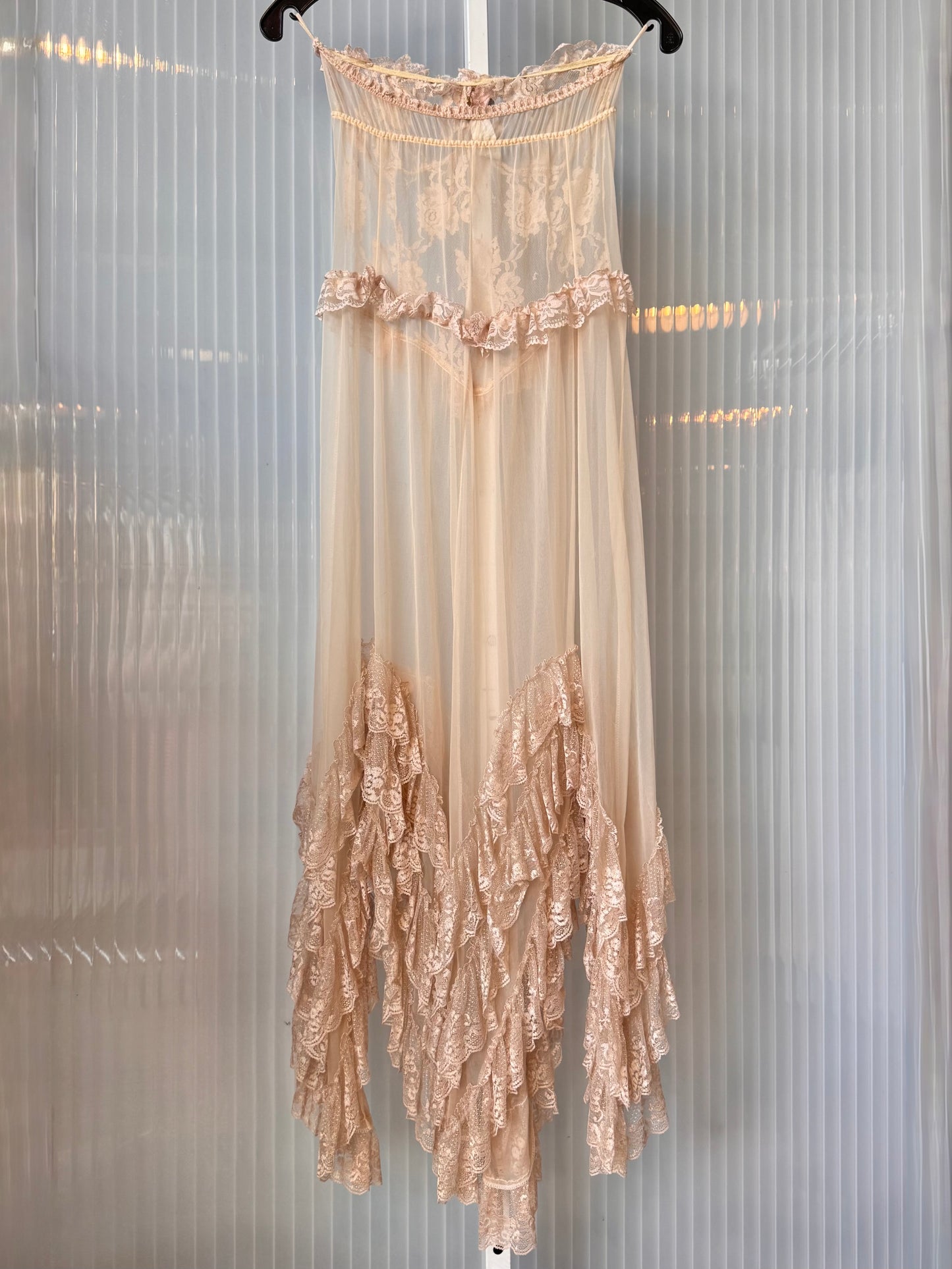 Blush Pink Corseted Slip Dress with Panties Set
