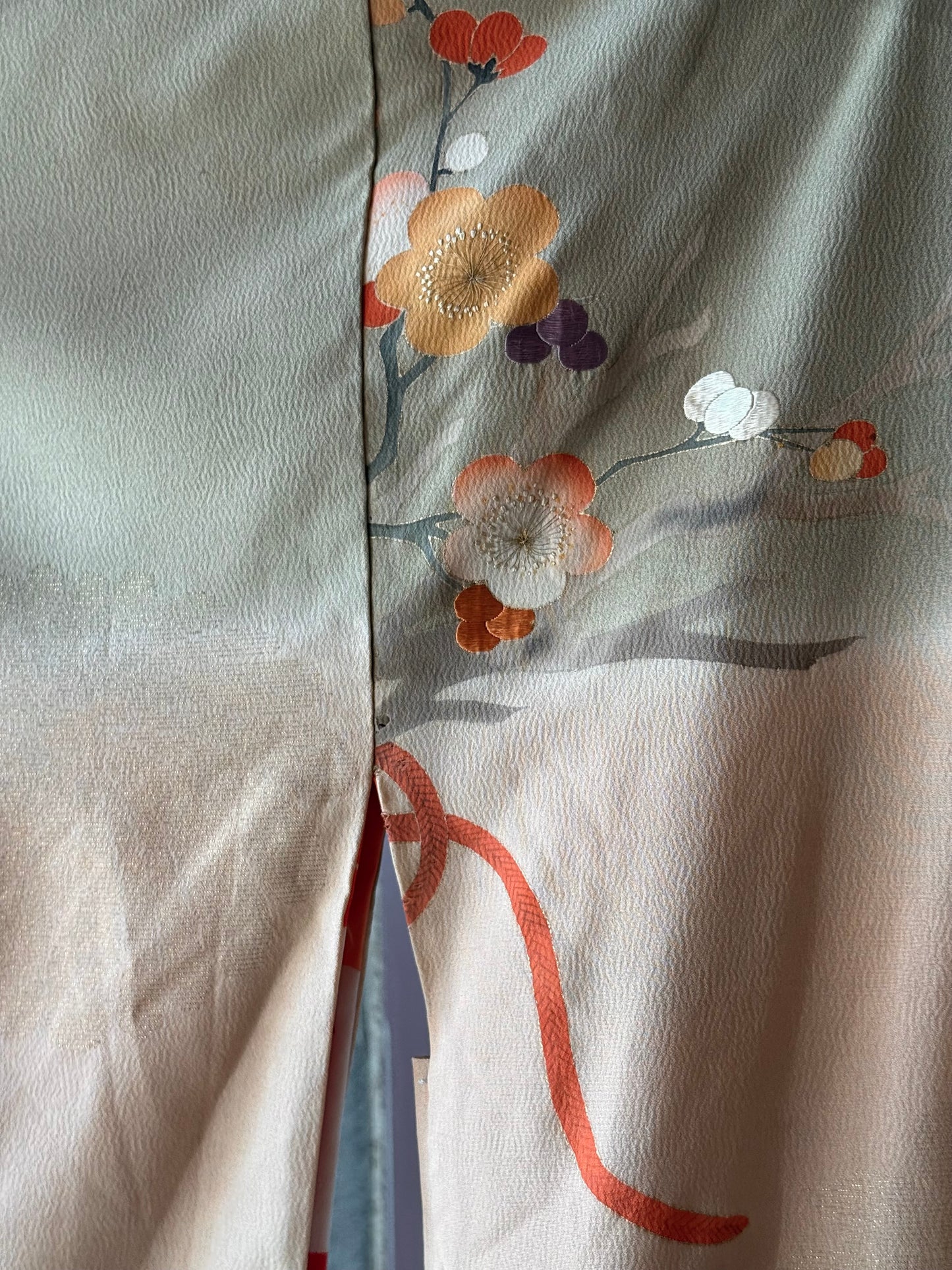 Sage & Pink Haori w/ Bright Orange Accents