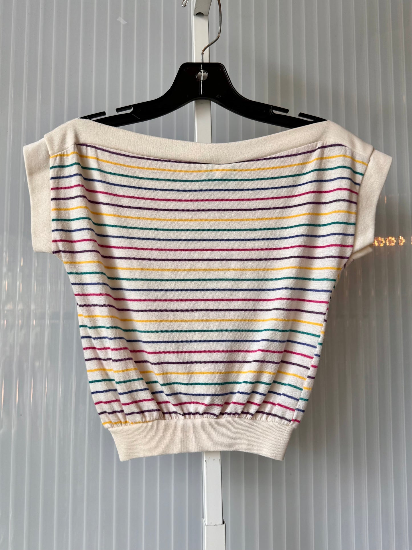 1980s White Cropped Striped T-Shirt