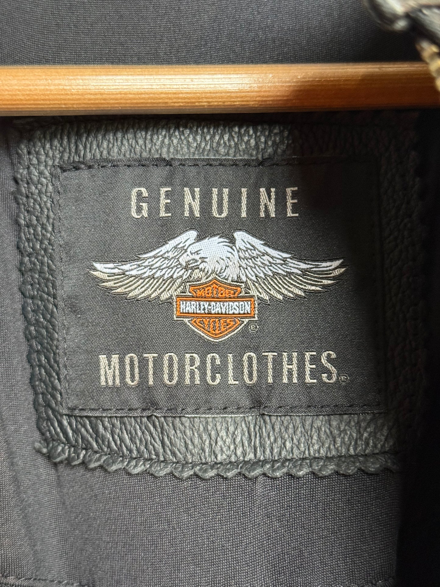 Leather Harley Davidson Moto Jacket w/ Pink Rhinestone Skull