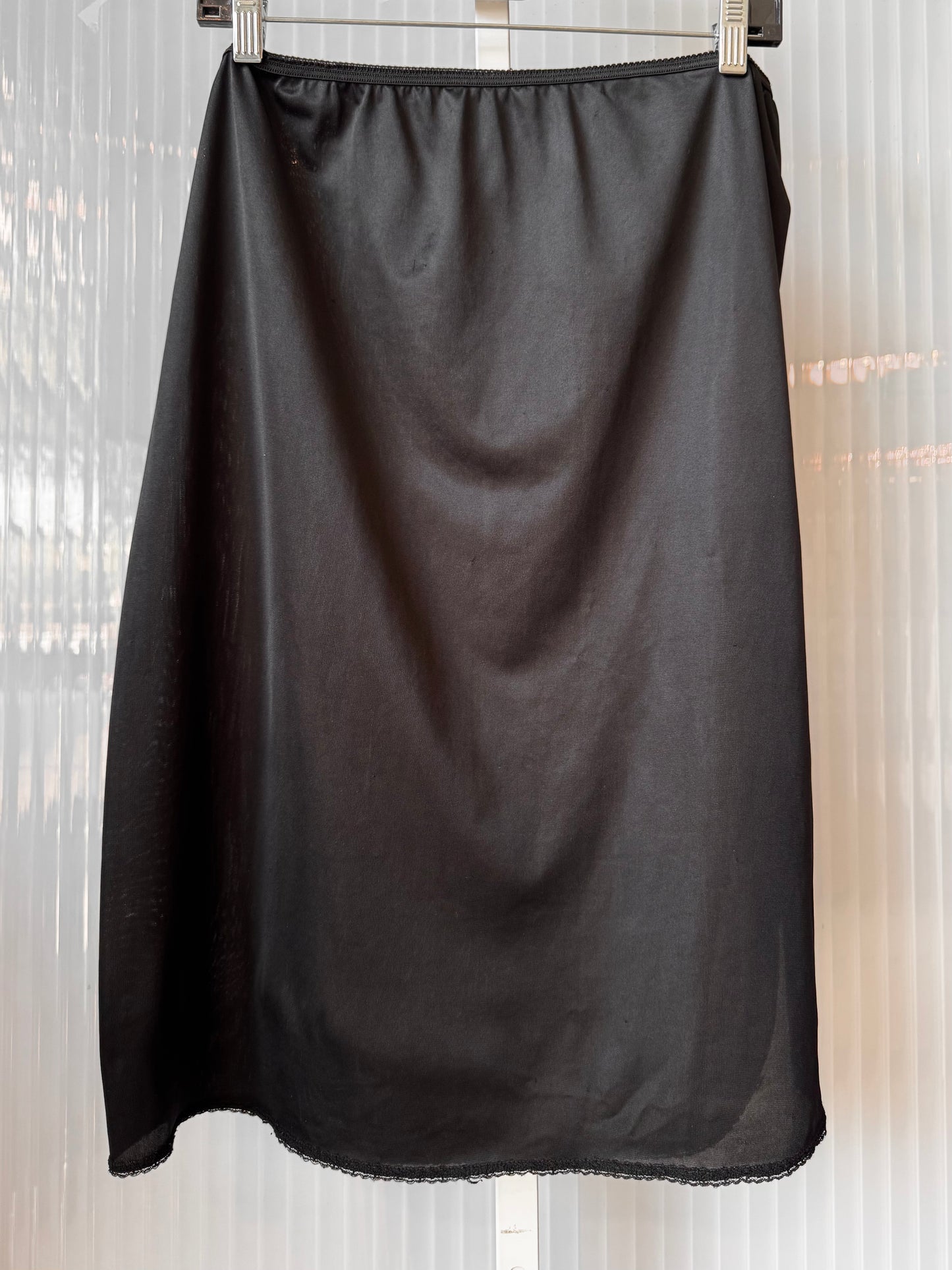 Black Skirt Slip with Dainty Lace Hem