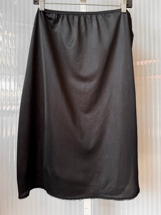 Black Skirt Slip with Dainty Lace Hem