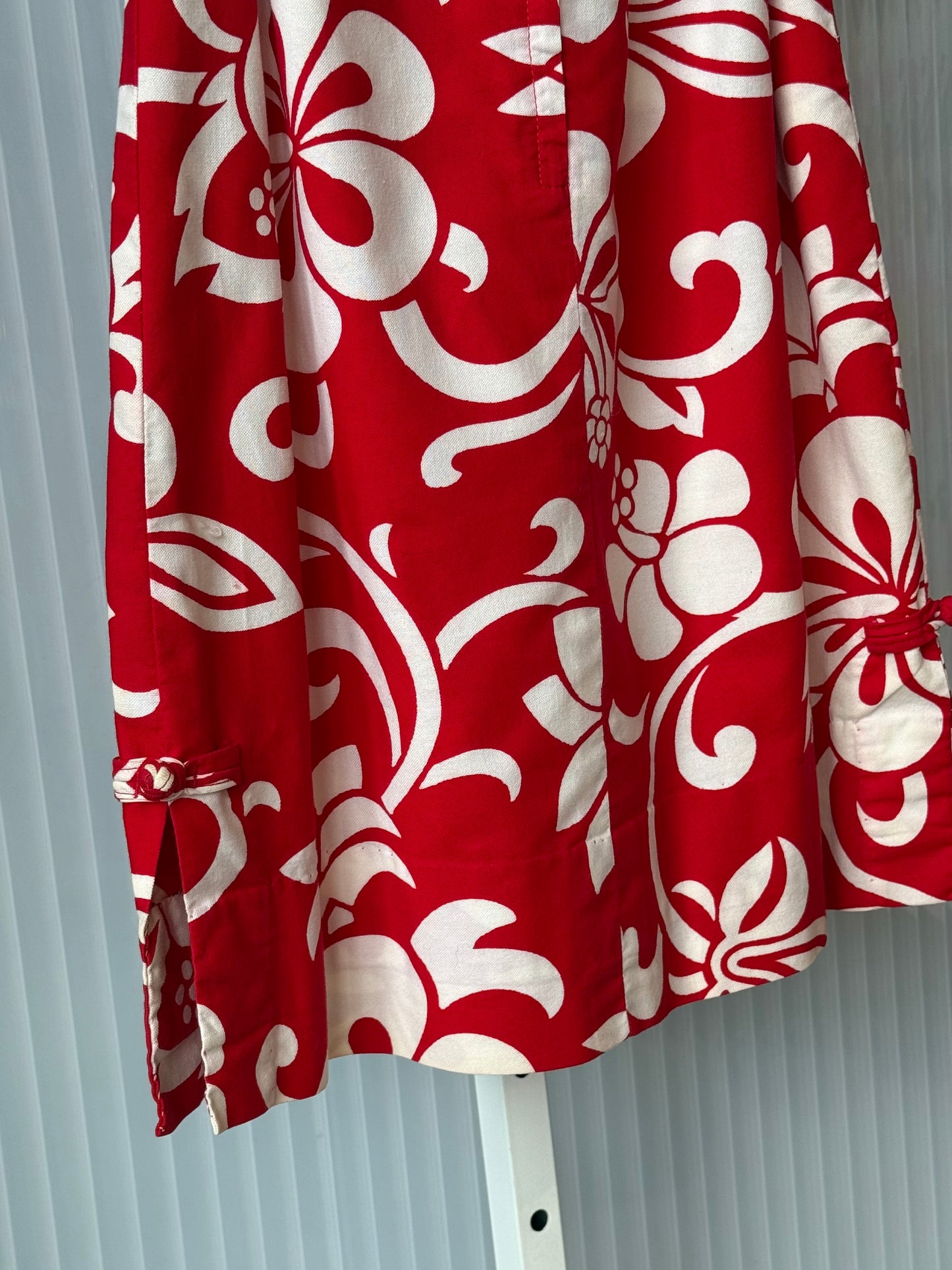 1960s Hawaiian Red & White Mod Dress