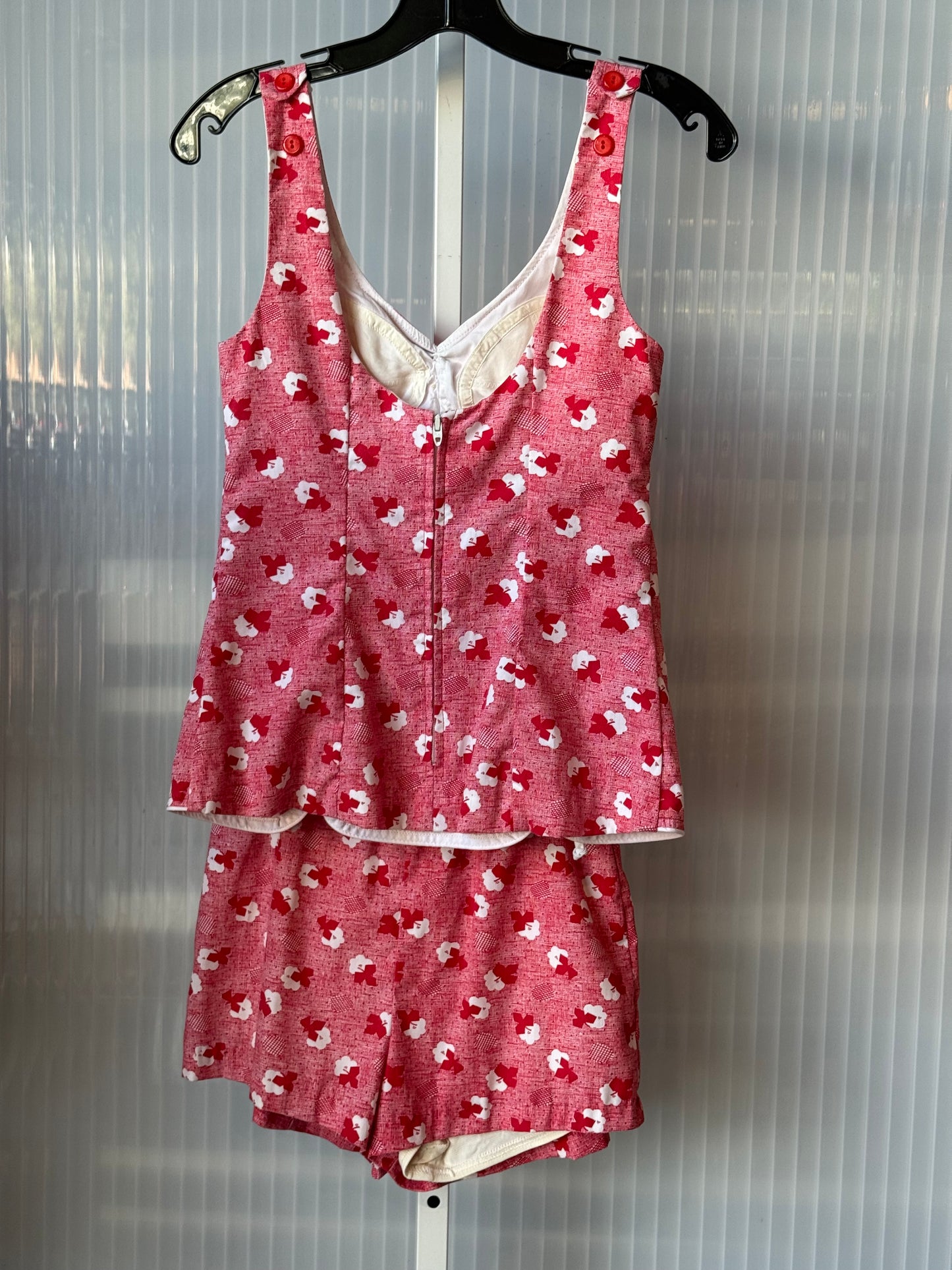 1950s/1960s Red & Black Two-Piece Swimsuit Top & Shorts