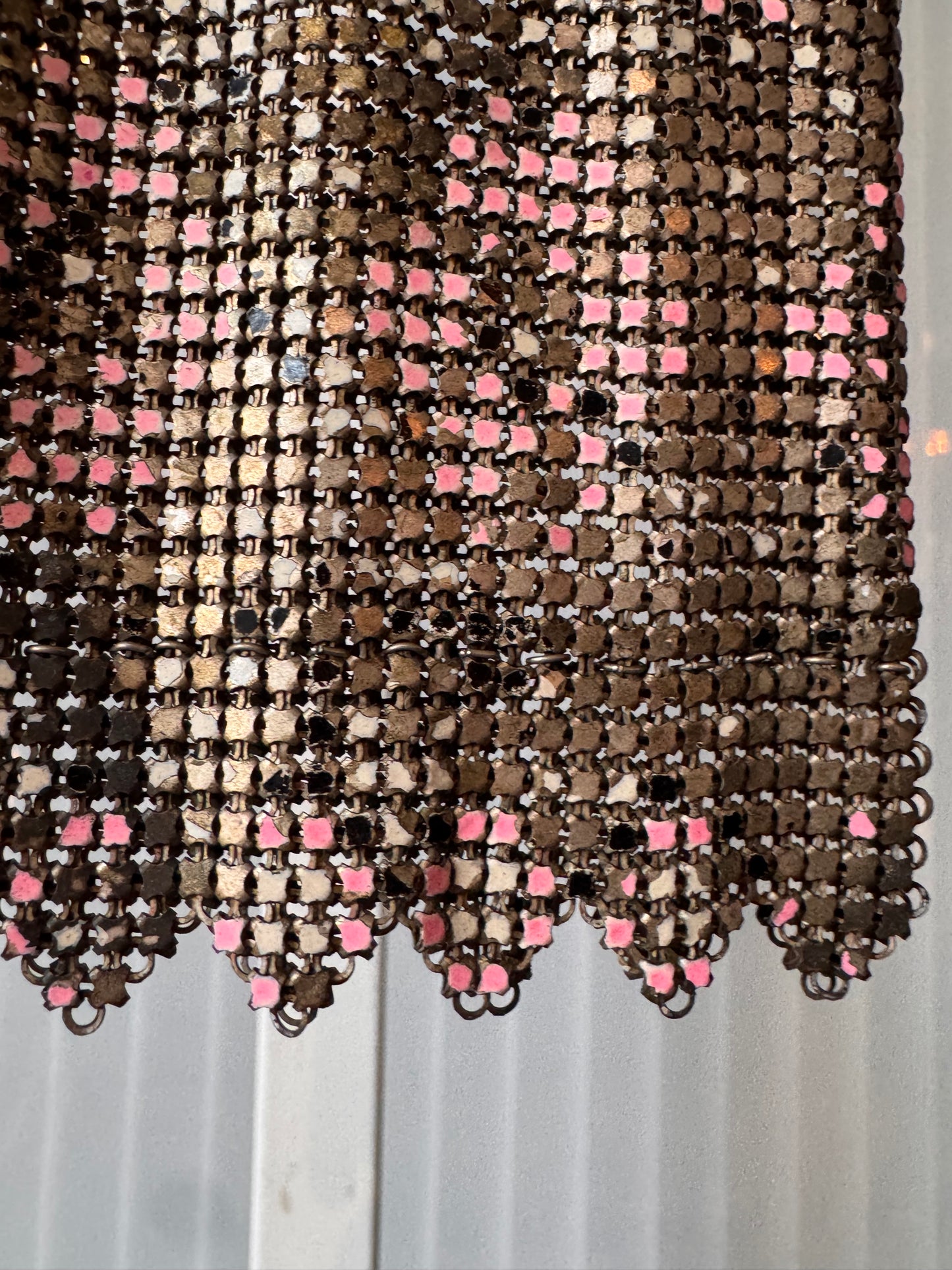 1920s Pink & Silver Metal Mesh Flapper Purse