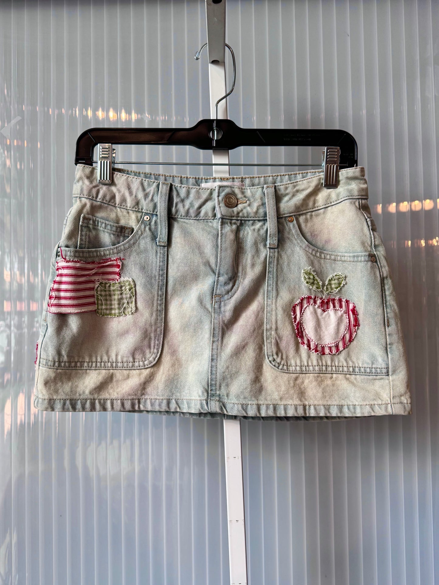 2010s Childrens Denim Skirt with Patchwork Apple