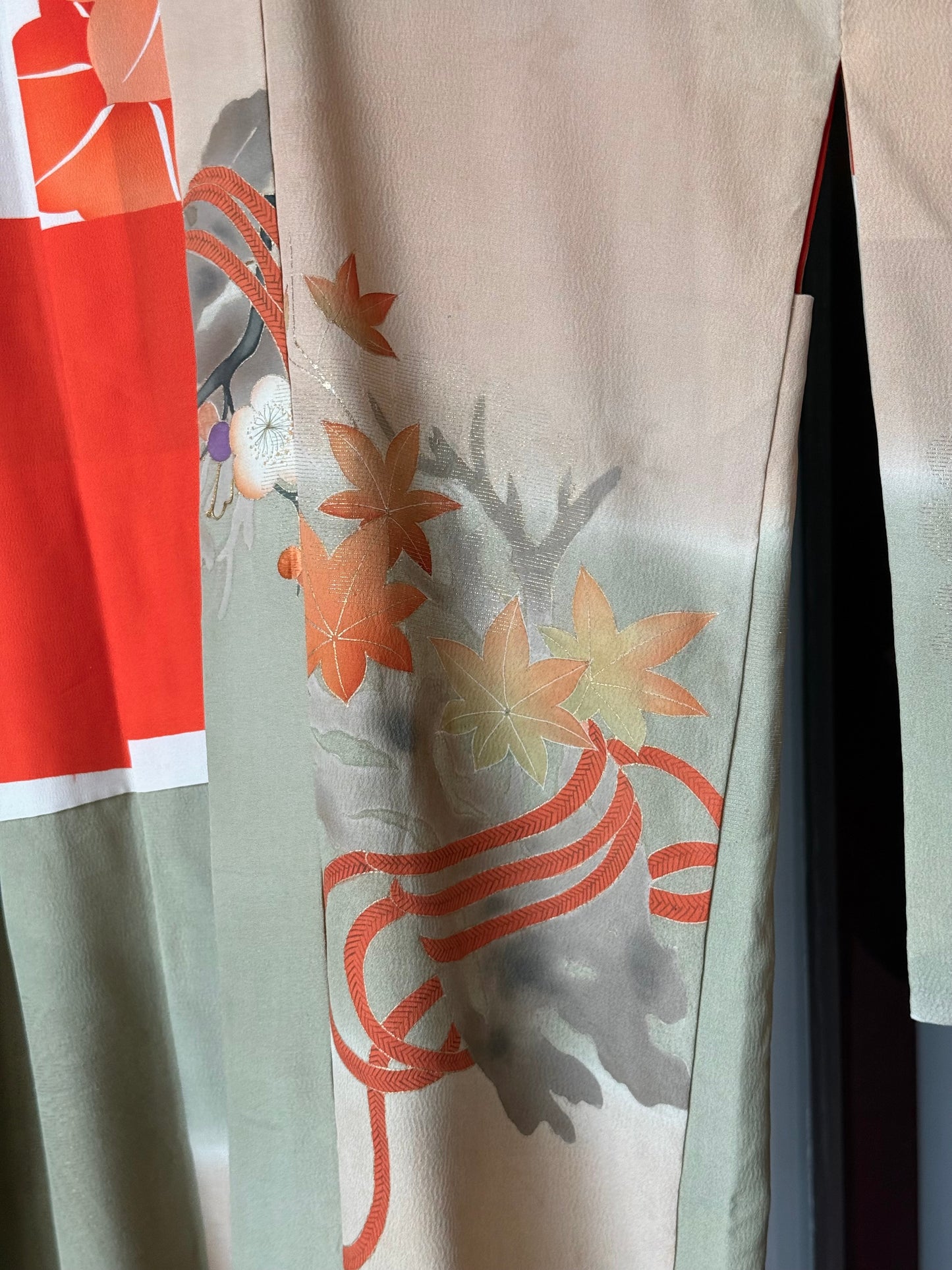 Sage & Pink Haori w/ Bright Orange Accents