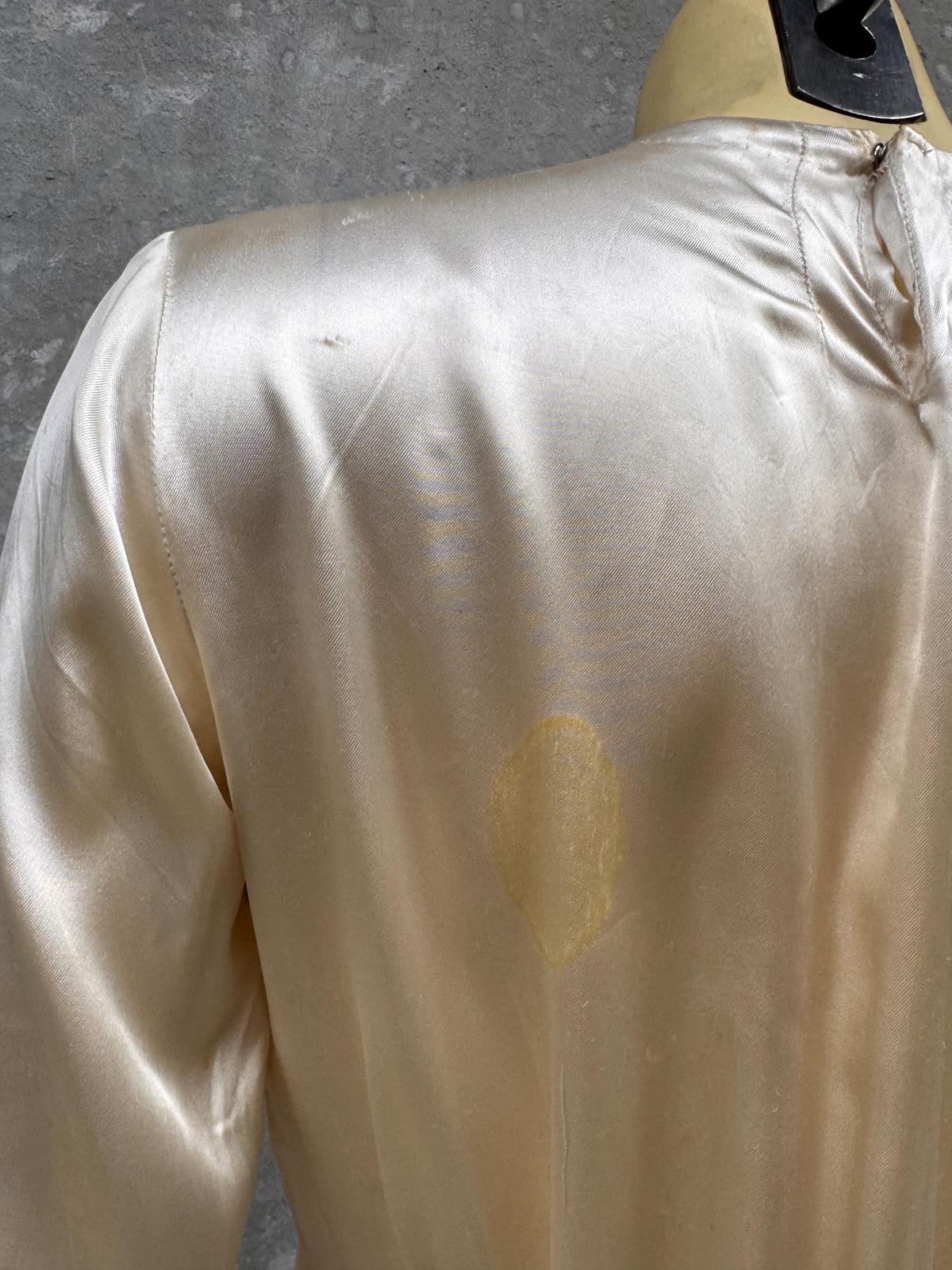 1940s Cream Liquid Satin Bias-Cut Wedding Dress