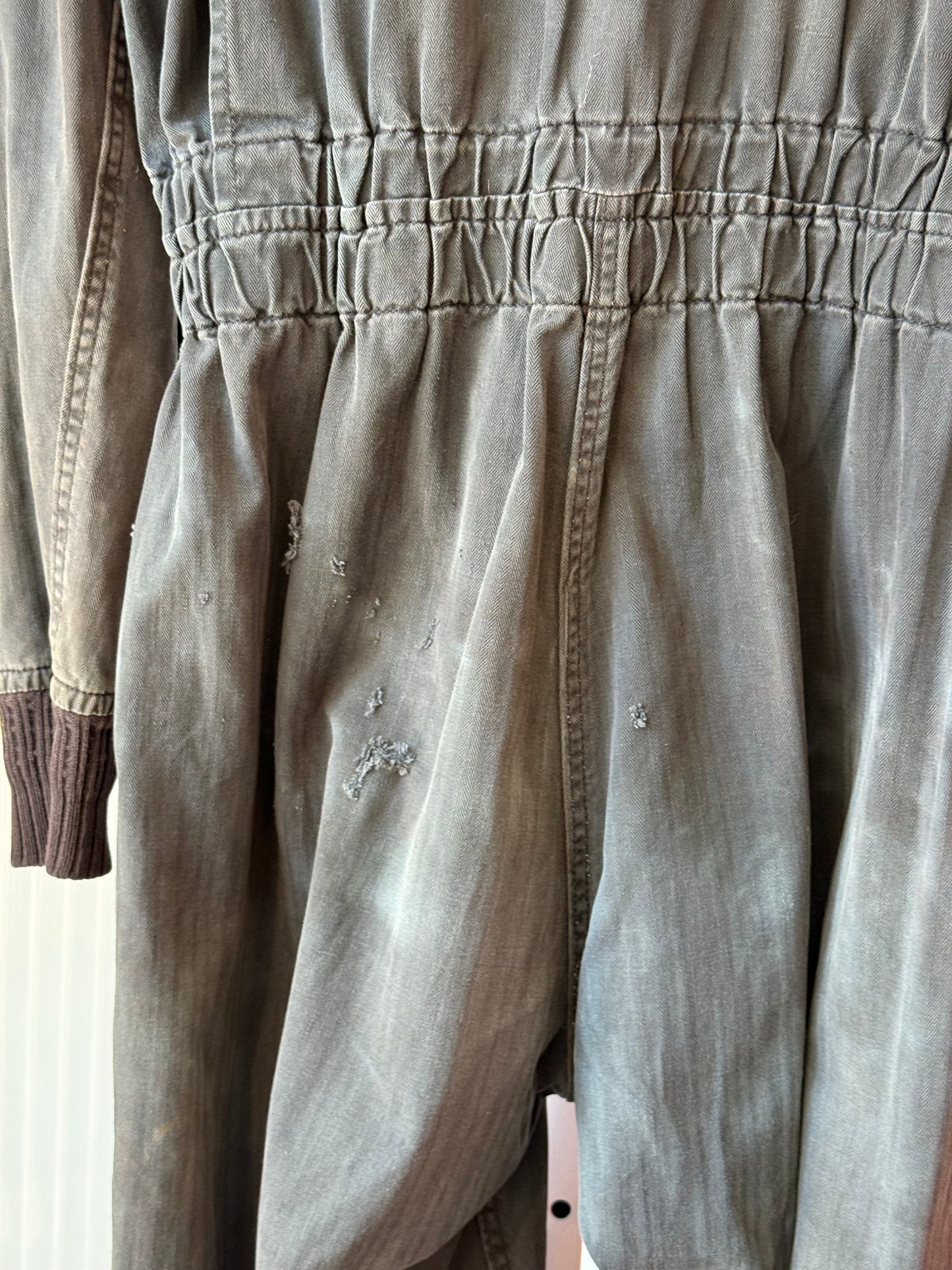 1980s Black Distressed Double Full Zip Flight Suit