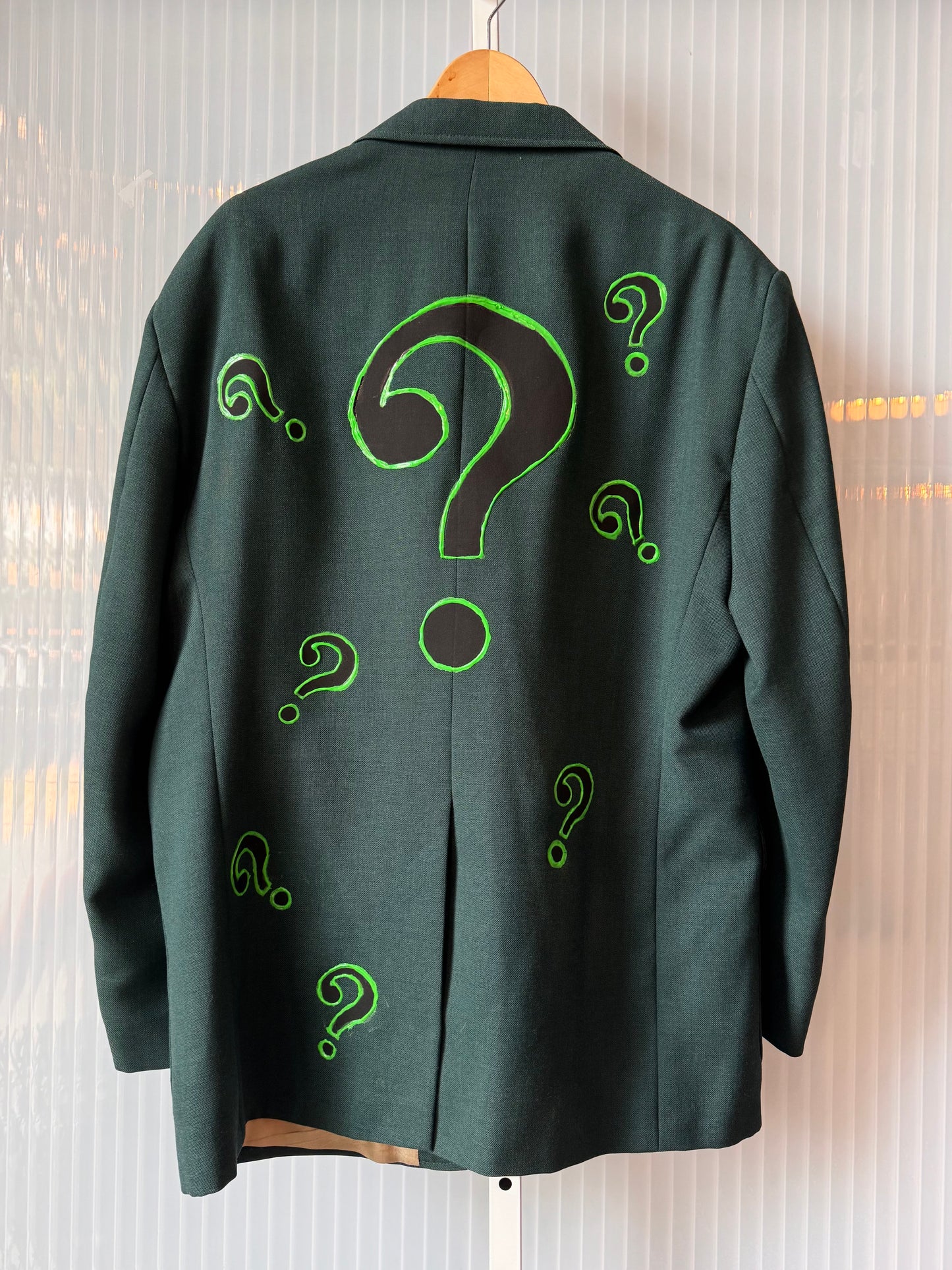 1990s Green Blazer with Customized Question Marks