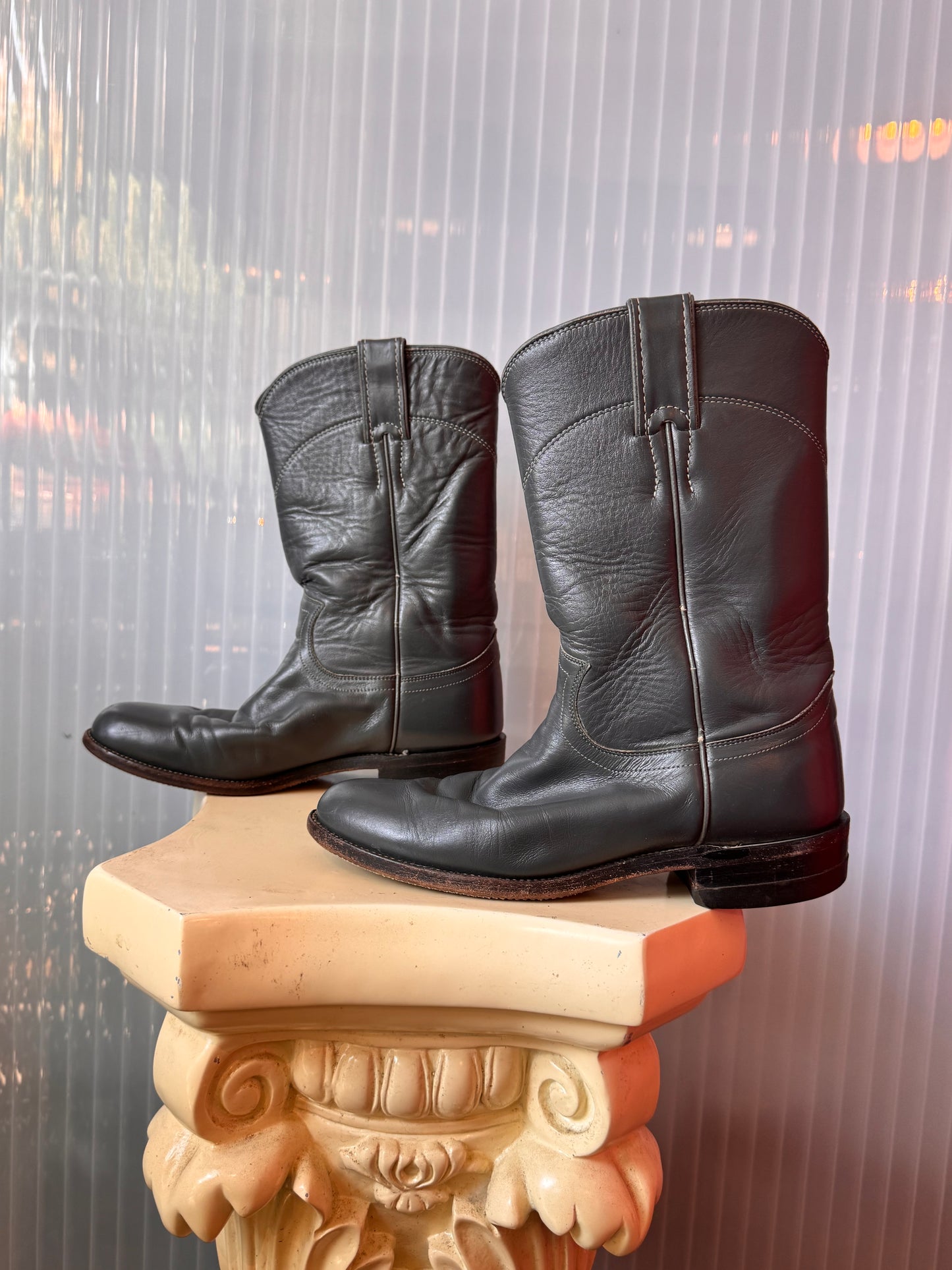 Justin Gray Leather Western Boots