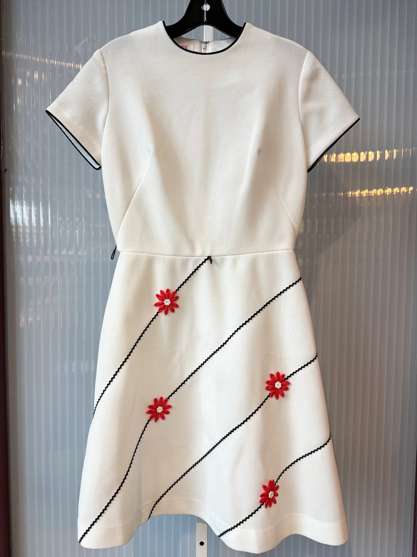 1960s White A-Line Floral Dress
