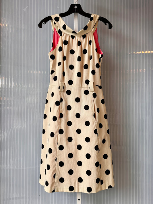1990s does 1960s Polka Dot Sleeveless Rear-Collar Dress