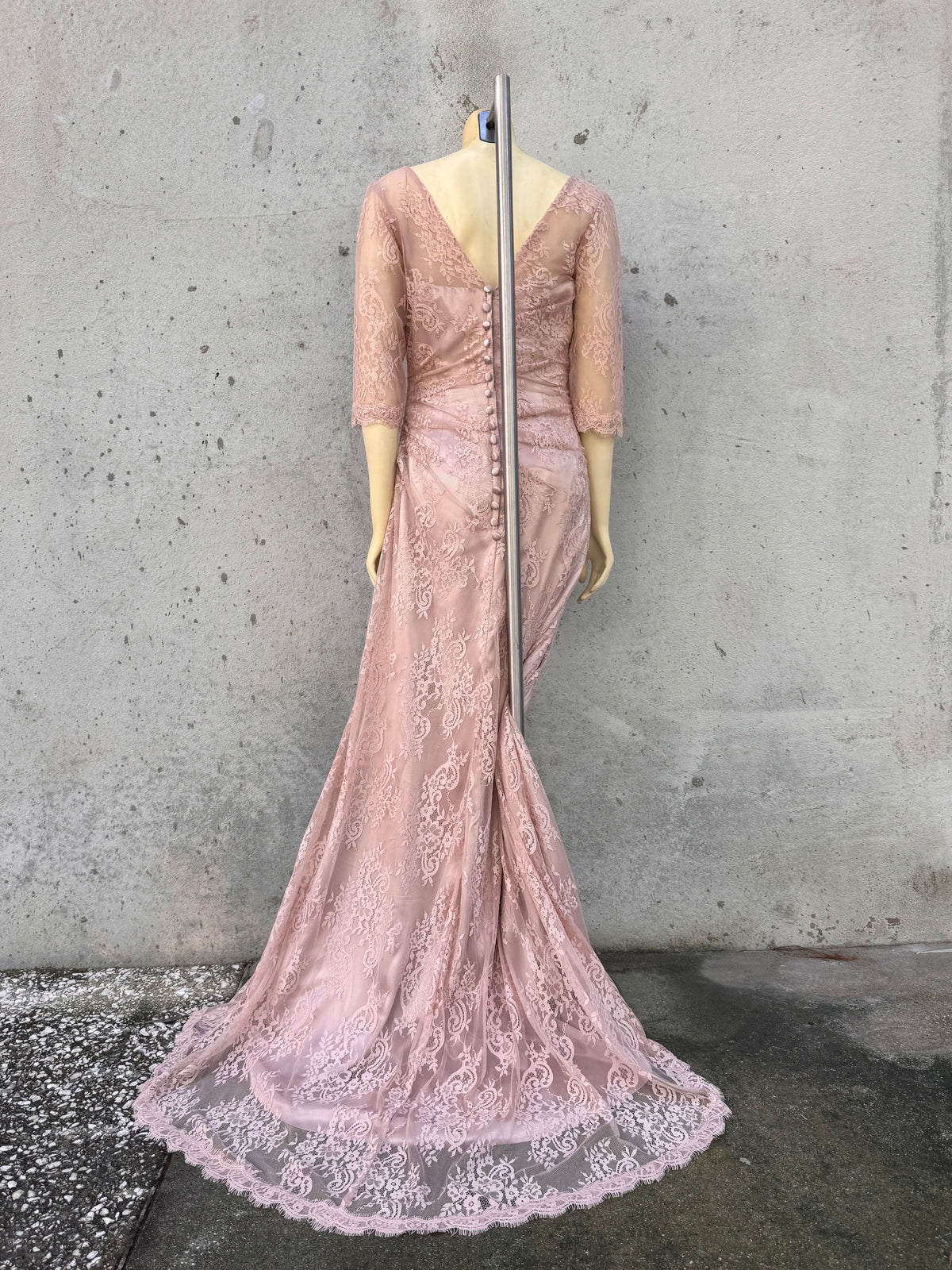 Blush Pink Lace Mother of Bride Wedding Dress