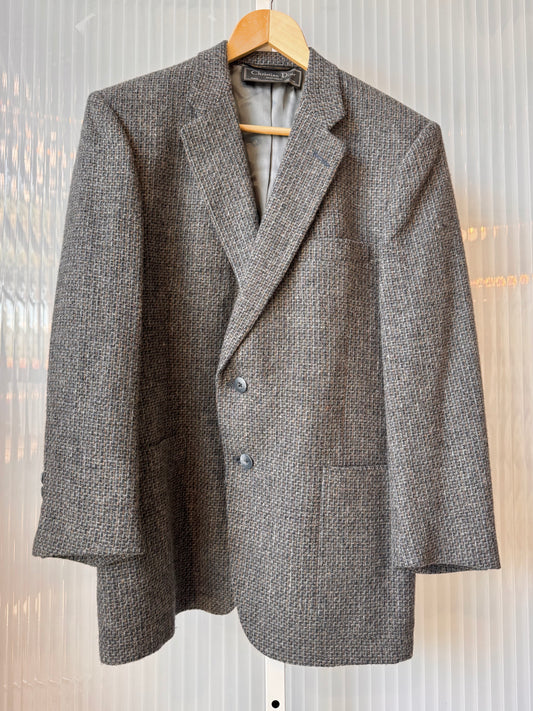 1980s Christian Dior Grey Tweed Wool Blazer