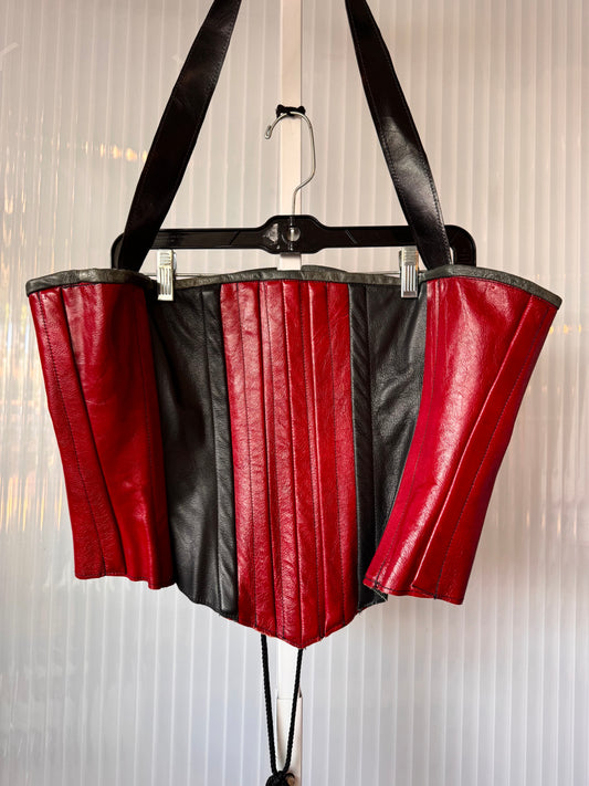 Red & Black Leather Corset