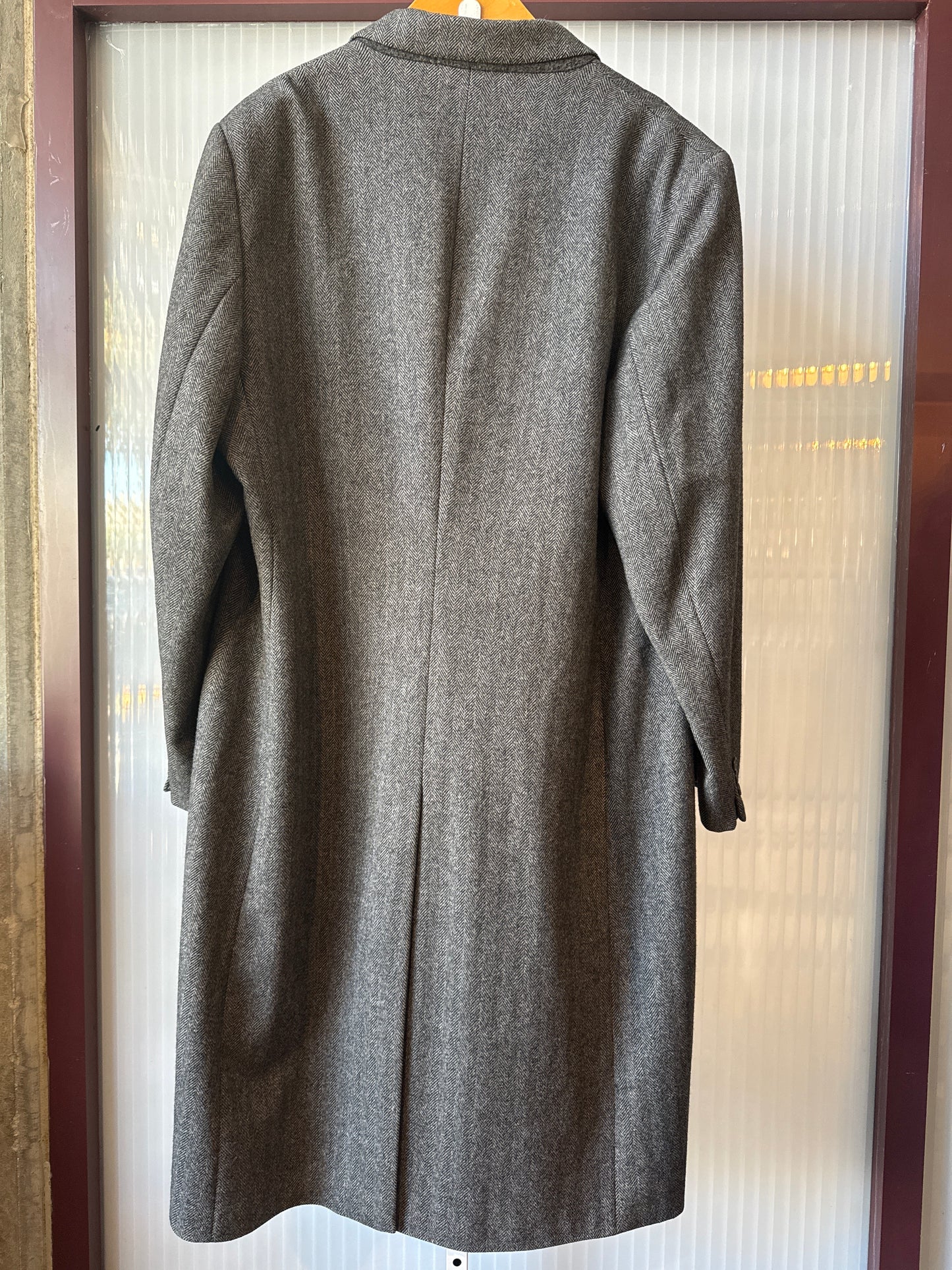 British Wool Grey Herringbone Over coat