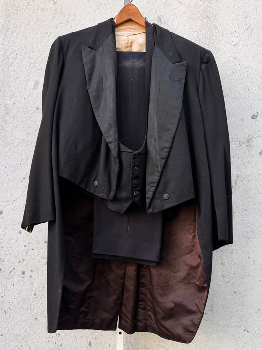Edwardian Era Black Tailcoat Vest & Pants Set