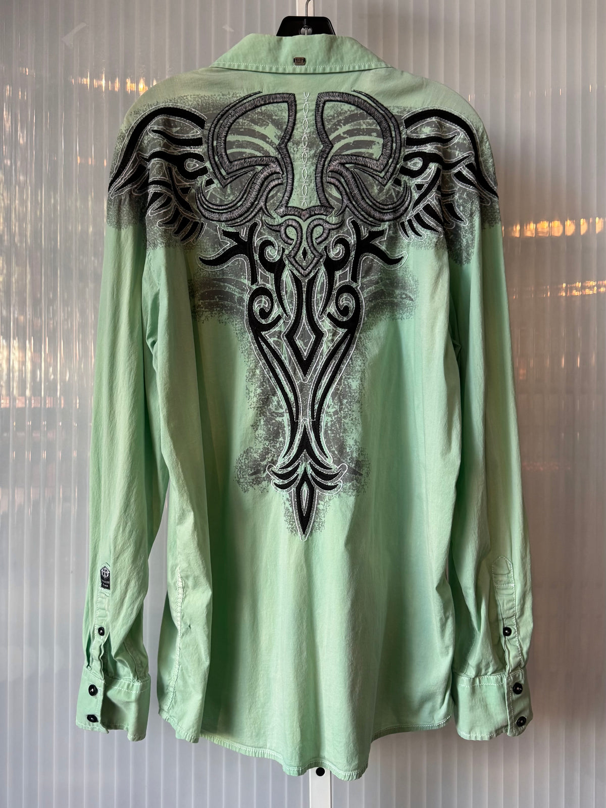 Y2K Grunge Mint Green Button-Up Shirt