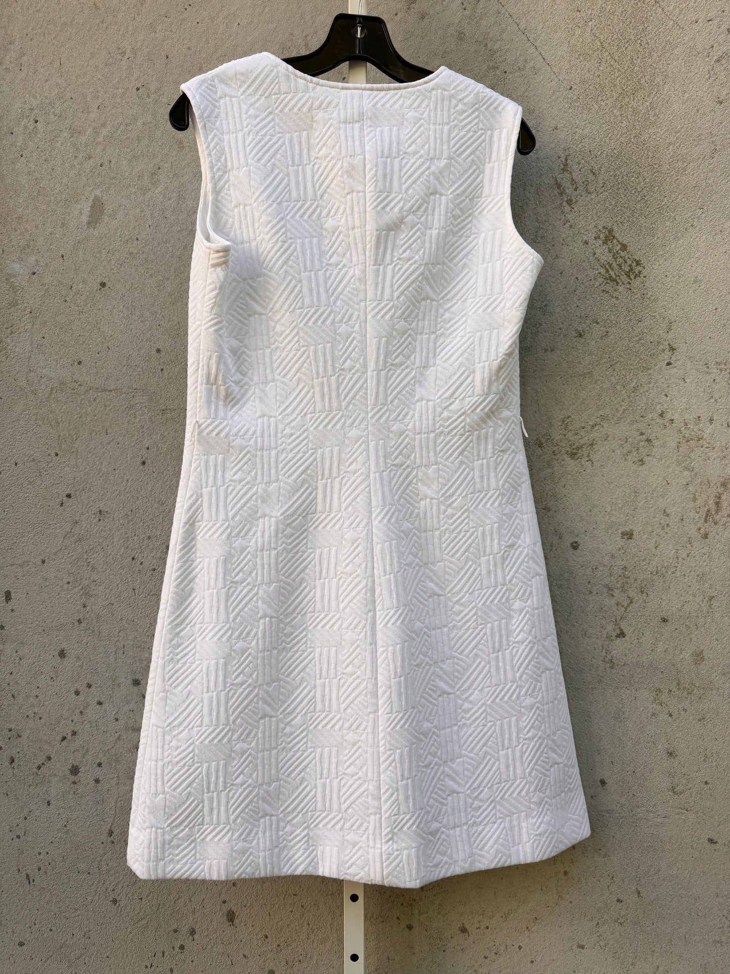 1970s White Polyknit Zip-up Dress