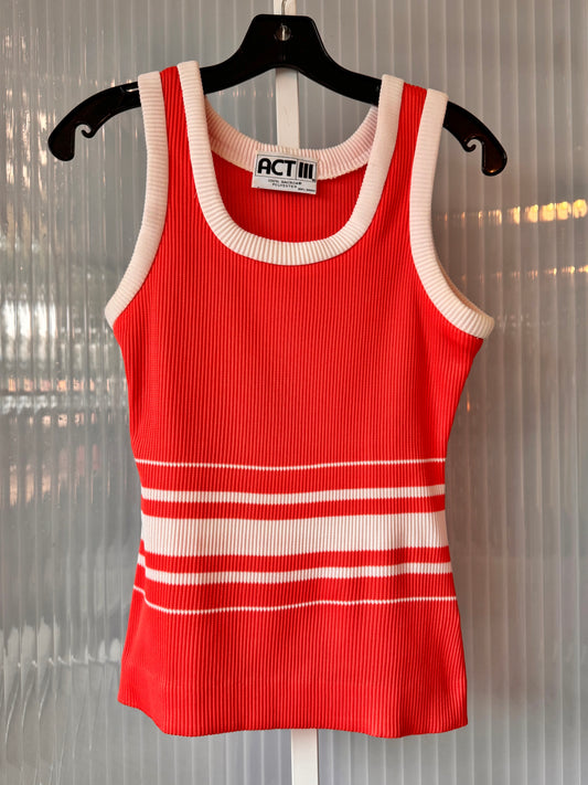 1980s Tangerine & White Tank Top