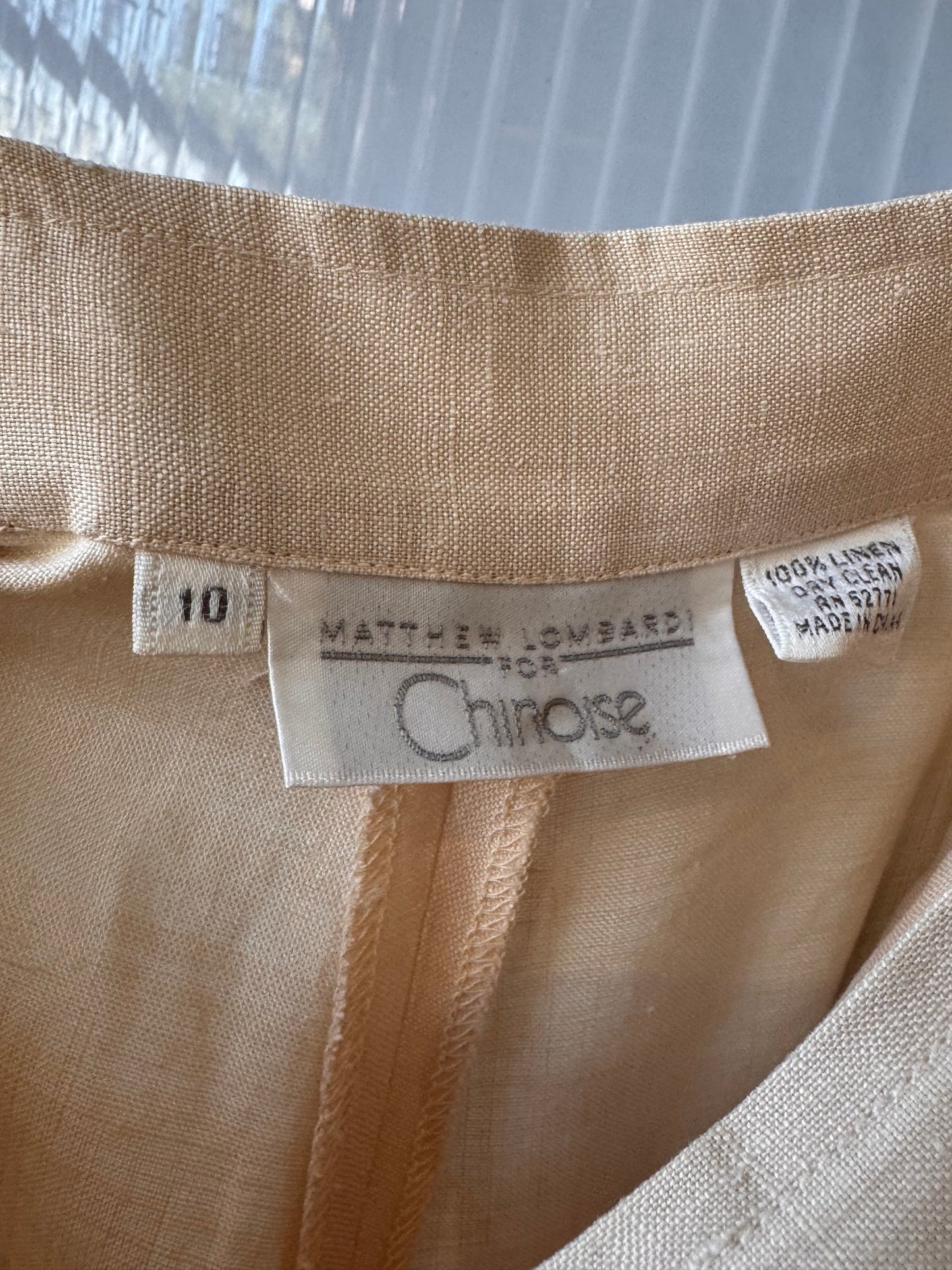 Cream Linen Skirt-Like Wide-Leg Trousers