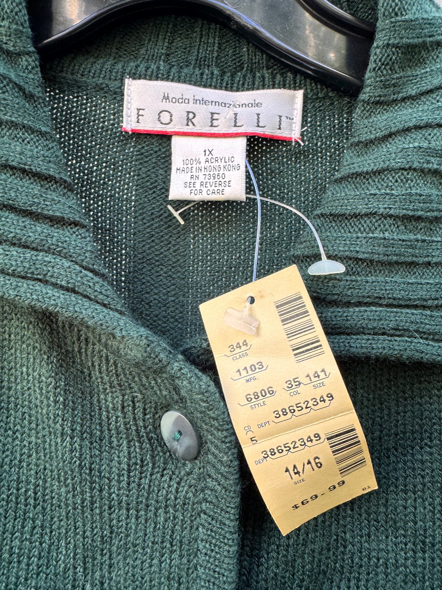 1990s Green Button Up Sweater Vest