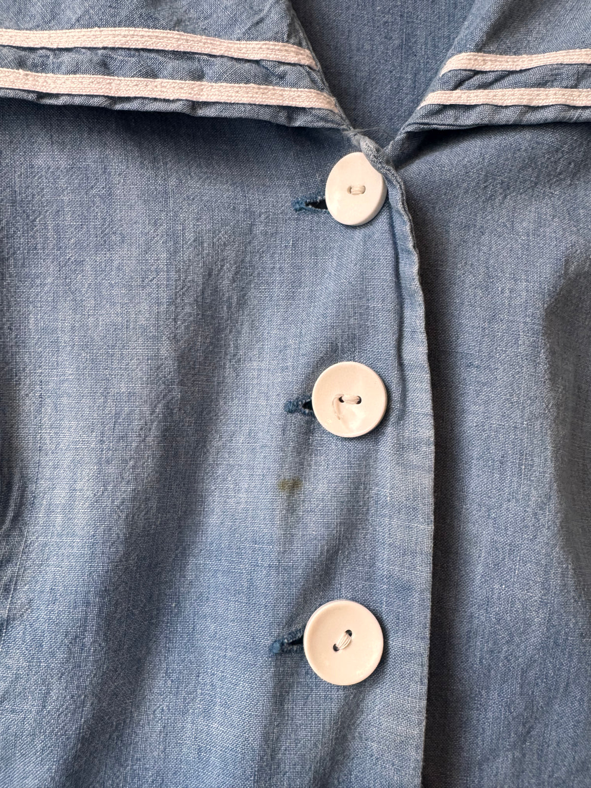 1980s does 1940s Blue Chambray Sailor Dress