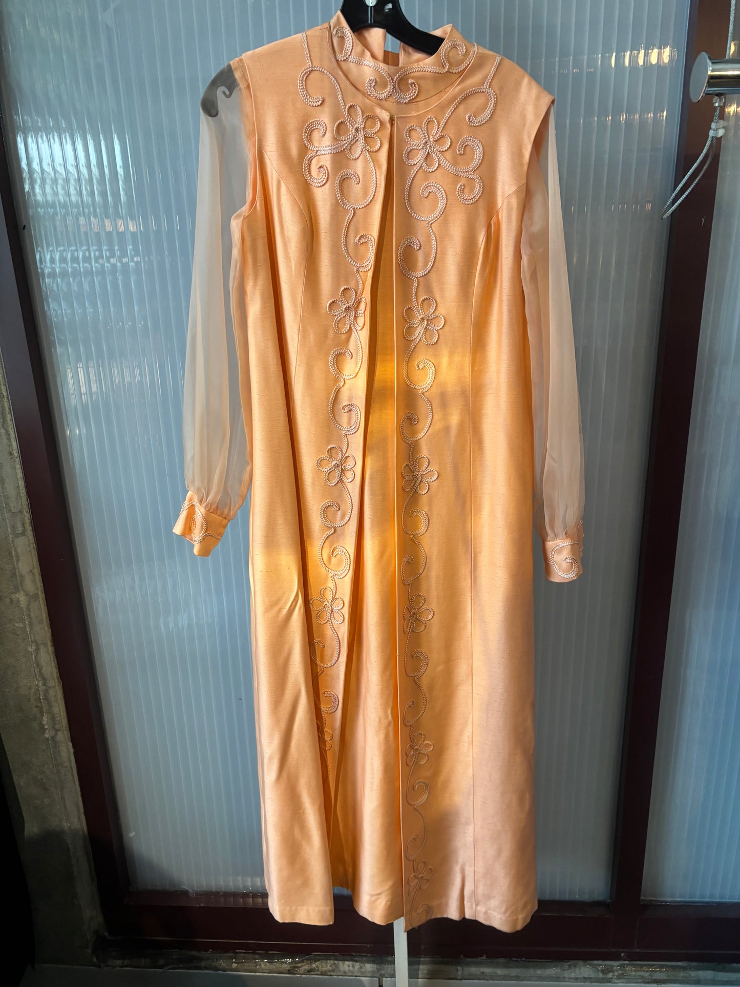 1960s Peach Hostess Dress w/ Vest