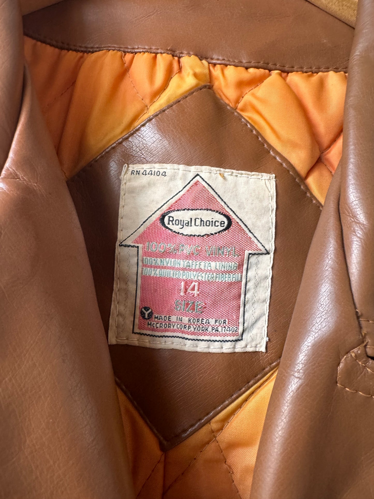 1970s Faux Leather Camel Utility Jacket