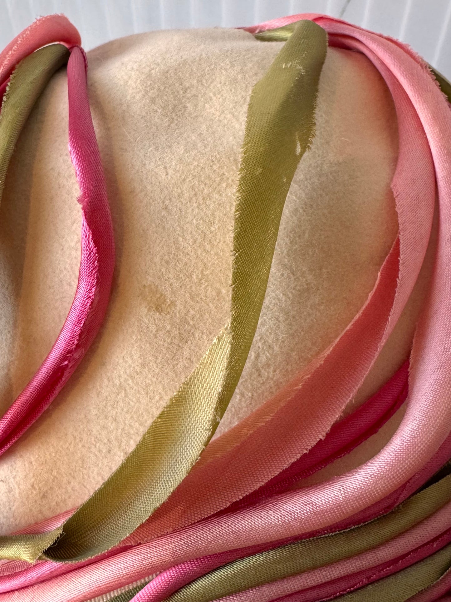 1960s Dior Cloche Hat with Pink & Green Swirls