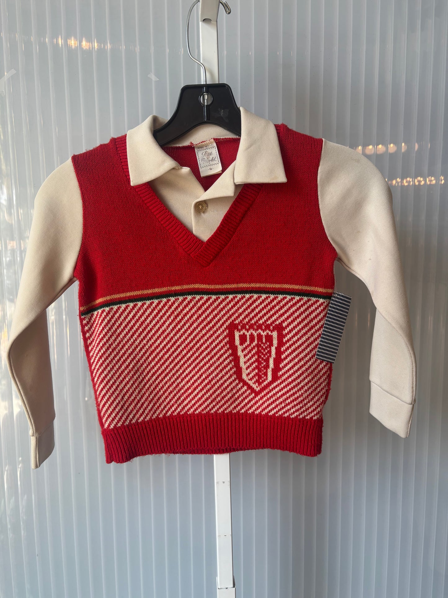 1970s Red & Cream Children's Sweater & Trouser Set