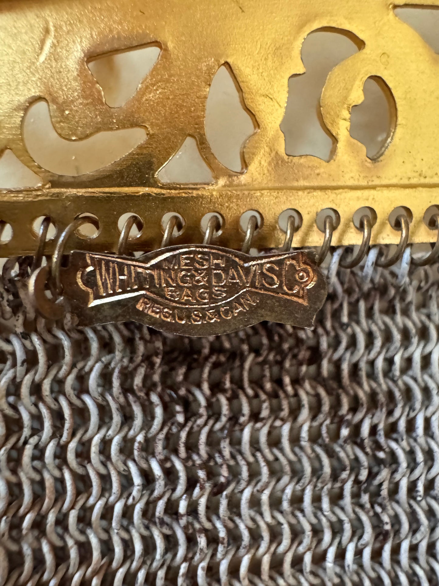 1920s Gold Tone Mesh Flapper Purse
